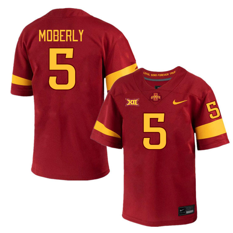 Men #5 Connor Moberly Iowa State Cyclones College Football Jerseys Stitched-Cardinal